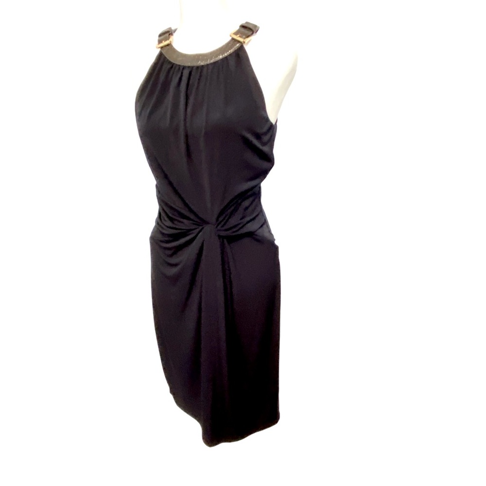 🧜🏼♀️ Michael Kors Bodycon Snakeskin Buckle Halter Dress - Picture 1 of 9